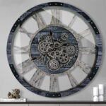 Reloj de pared industrial Steampunk de 24 pulgadas, marco de madera maciza